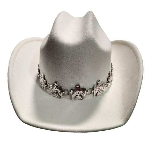 lanema Cowboy Hat with Eagle Buckle Decor for Woman Western Cowboy Hat Model Show Cowboy Hat Felt Hat Men Hat