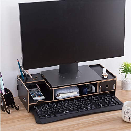 Dehasion Universal Computer Monitor Stand Riser with Storage Organizer Drawers