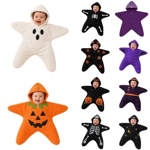 Halloween Baby Starfish Onesie Unisex Star Suit Hooded Wearable Blanket Footie Jumpsuit