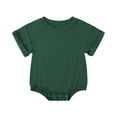 thumbnail image 2 of Baby Onesies Girl Infant Toddler Short Sleeve Solid Newborn Romper Jumpsuit Baby Boy Romper Army Green 6-12 Months, 2 of 3