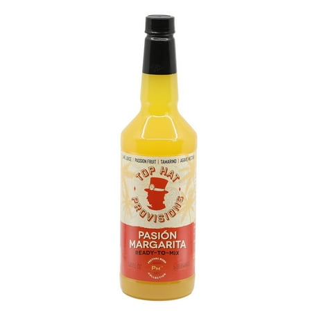 Top Hat Passion Fruit Margarita Drink Mix - Made with Passion Fruit, Organic Agave Nectar & Lime Juice - 32oz Liquid Plastic Bottle