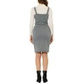 thumbnail image 3 of INSPIRE CHIC Women's Elegant Plaid Button Front Tie Waist Pinafore Overall Pencil Dress XS Black White, 3 of 4
