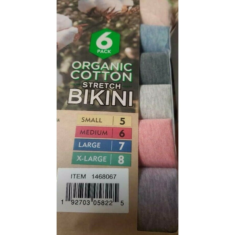 Felina 6 Pack Organic Cotton Stretch Bikini, Size: Medium