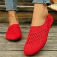 thumbnail image 5 of Miluxas Women's Slip on Sneakers Non Slip Walking Flats Shoes Breathable Mesh Work Casual Lightweight Workout Shoes Red 9.5(43), 5 of 7