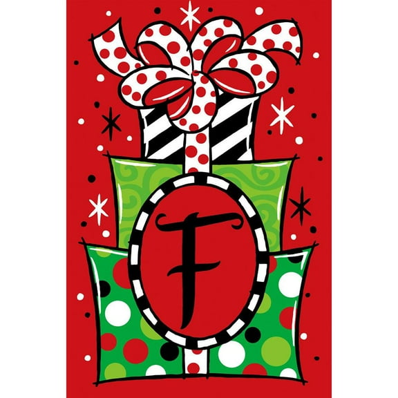 Custom Decor Garden Flag - Gift Stack Monogram F