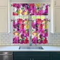 thumbnail image 3 of Pioneer Kitchen Curtains and Valance Set 36 Inch Tier Flower Power 3 Pieces Set Dining Room Small Curtain Drapes Cafe Curtains Valance for Home Decor Rod Pocket, 3 of 6