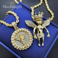 thumbnail image 2 of Angel King Gold Plated CZ Hip Hop Iced Pendant & 4mm 24" Rope Chain 2 Fashion Necklace Set, 2 of 5
