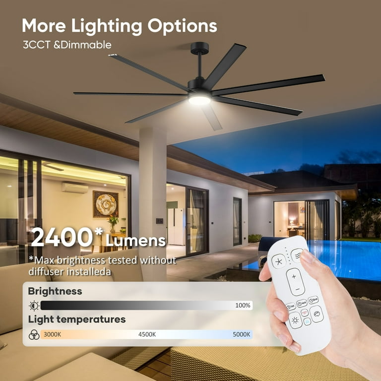 Doozoler 72 inch Indoor Outdoor Industrial Large Ceiling Fan