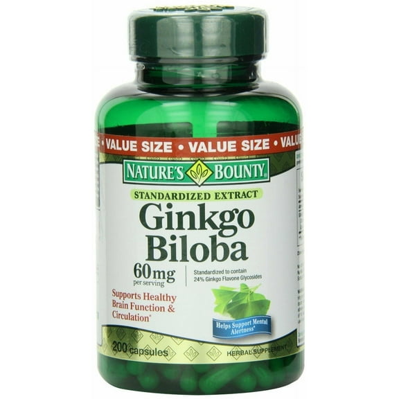 Nature's Bounty Ginkgo Biloba Supports Healthy Brain, 60 mg 200 ct, 4-Pack