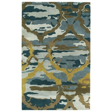 Brushstrokes Abstract Casual Rug - Blue - 8' x 11'