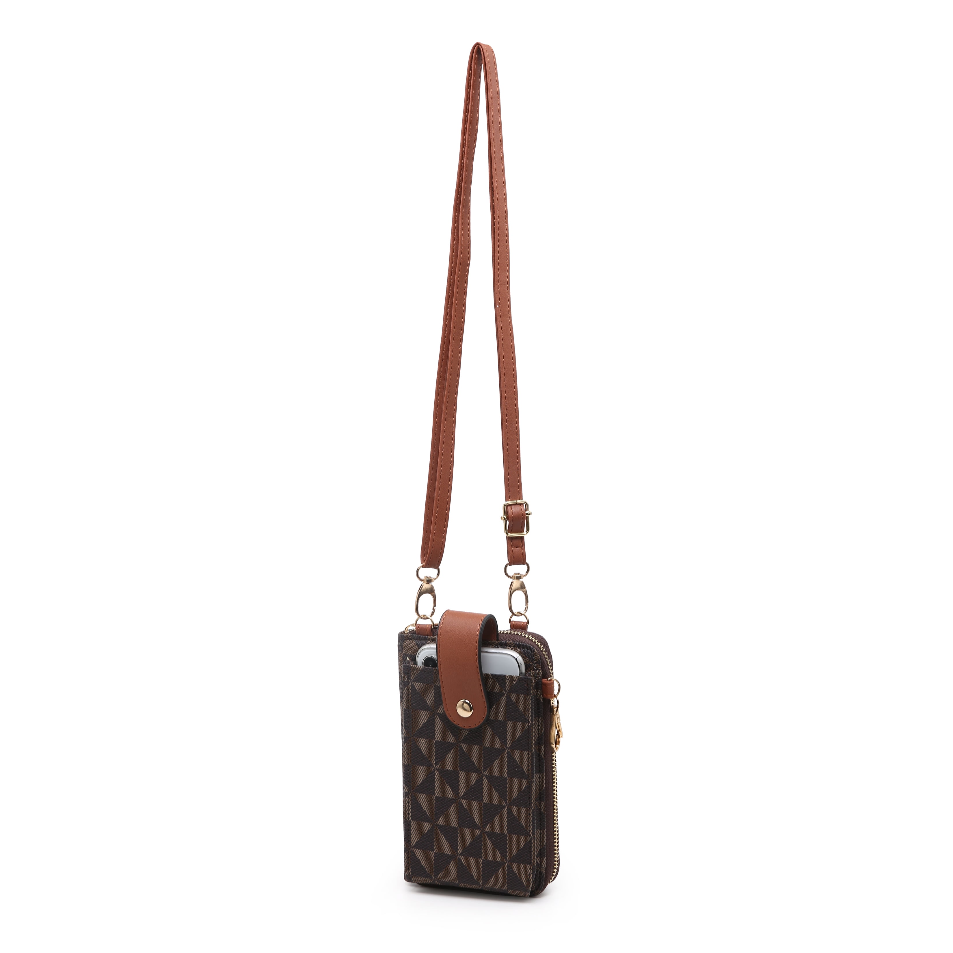 Tepilte Women's Plaid Wallet Vegan Leather Shoulder Purse Cell Phone Bag  Zipper Clutch Bag 