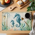 thumbnail image 2 of Seahorse Coastal Placemats Set of 6, Vintage Nautical Ocean Starfish Compass Placemats for Dining Table, Place Mats for Kitchen Tabletop, Waterproof Wipeable Dining Table Mats Set, 2 of 9