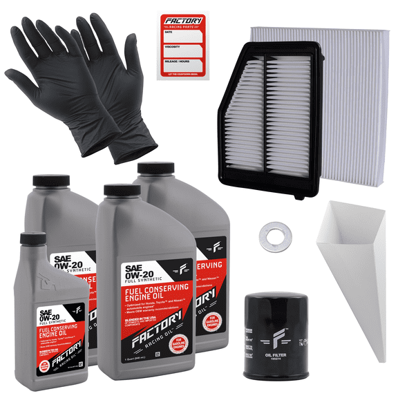Factory Racing Parts Deluxe Oil Change Kit Compatible with Honda Civic 1.8L 2012-2015 0W-20 Full Synthetic - 3.5 Quarts