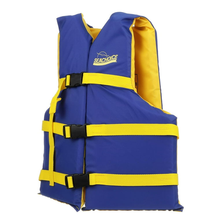 Seachoice Level 70 Life Jacket, Adjustable Boat Vest, Blue/Yellow