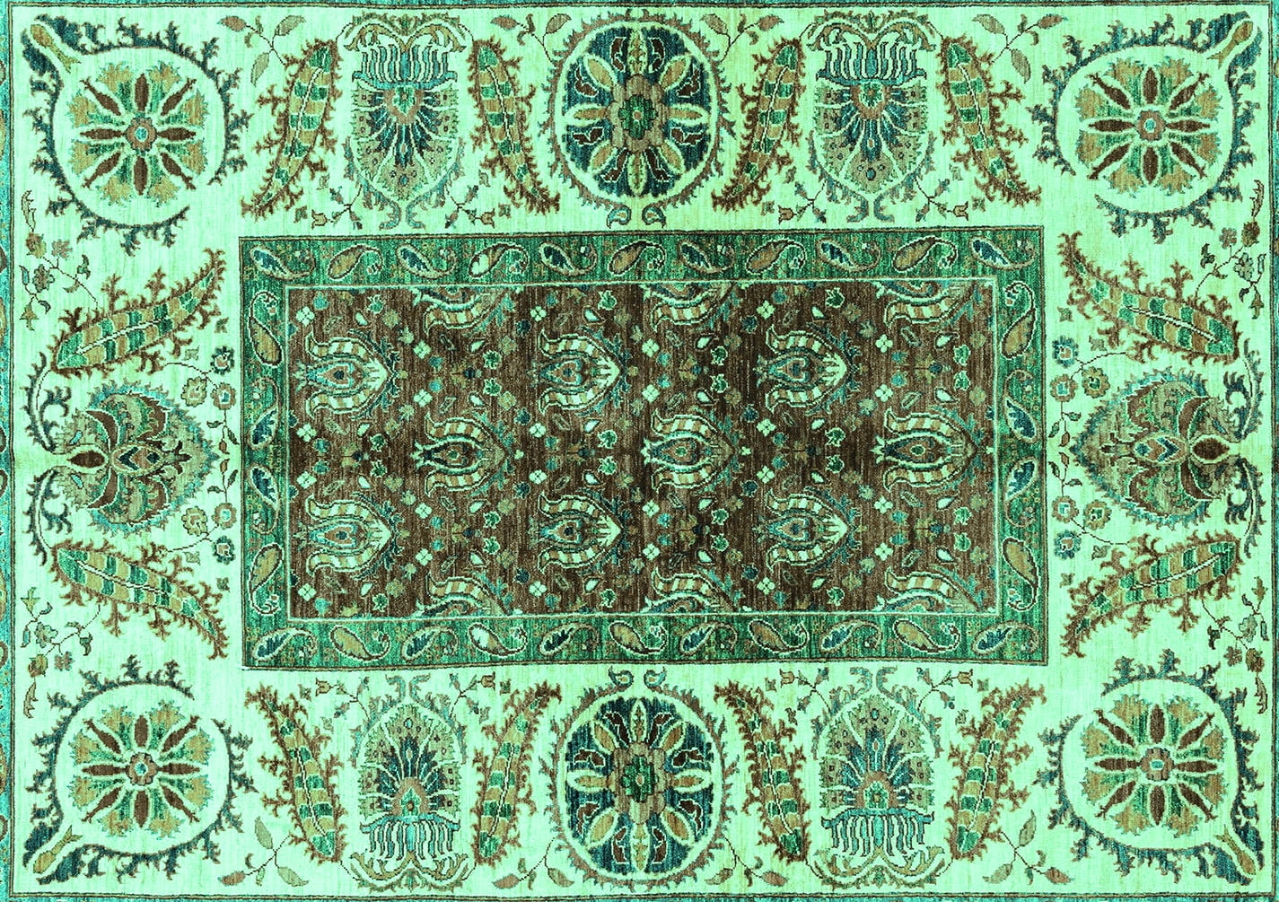 Ahgly Company Indoor Rectangle Abstract Turquoise Blue Modern Area Rugs ...