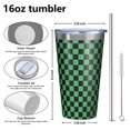 thumbnail image 4 of 16oz Tumblers Green and Black Checkerboard Pattern Stainless Steel Vacuum Insulated Double Wall Travel Tumbler Cups Mug with Lid and Straw,Cleaning Brush for Coffee,Tea, 4 of 4