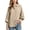 Khaki, variant on Women's Collared Button Down Shirts Raglan Lantern Sleeve Smocked Ruffle Cuffs Tops with Chest Pocket Loose High Low Hem Blouses