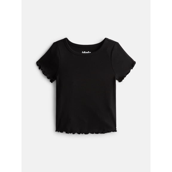 Wonder Nation Girls Lettuce Edge Tee with Short Sleeves, Sizes 4-18 & Plus
