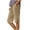 Khaki 1, variant on Women's Fashion Solid Color Cotton Linen Elastic Seven Pants Beach Casual Pants Linen Plus Size Women Work Pants Business Casual