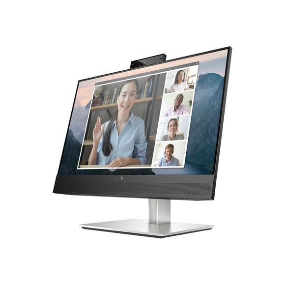 HP E24mv G4 Conferencing Monitor - E-Series - LED monitor - 23.8" - 1920 x 1080 Full HD (1080p) @ 60 Hz - IPS - 250 cd/m������ - 1000:1 - 5 ms - HDMI, VGA, DisplayPort - speakers - silver, black head
