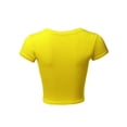 thumbnail image 3 of A2Y Women's Basic Solid Printed Scoop Neck Cap Sleeve Fitted Crop Rayon Top Tee Shirt Yellow L, 3 of 3