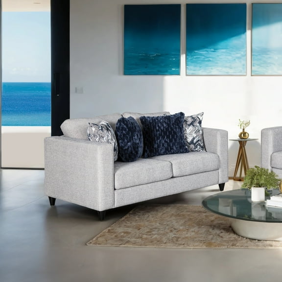 Furniture of America Hedric Modern Chenille Loveseat, Light Gray