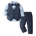 thumbnail image 4 of Emitonse Toddler Boy Gentleman Outfits Boys Suit Long Sleeve Shirt Trousers Gentleman Bow Tie Soft Delicate Navy,Size 1-2 Years, 4 of 9