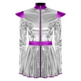 thumbnail image 4 of iiniim Women Metallic Shiny Cosplay Costume A-line Dress Astronaut Fancy Dress Outfits Silver L, 4 of 6