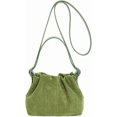 thumbnail image 1 of Bolsos de ante vintage para mujer, bolso de mano, bolso de cubo con cordón, bolso de hombro tipo bandolera, bolso de uso diario,Verde, 1 of 8