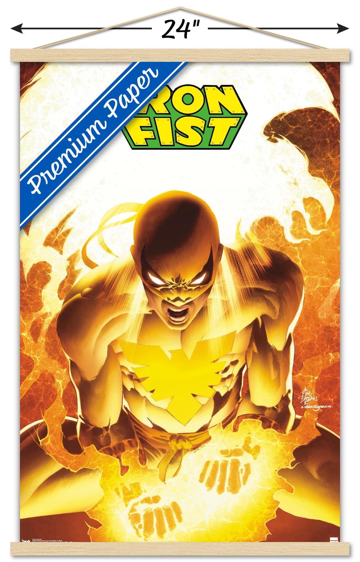 Marvel Comics - Iron Fist Wall Poster with Wooden Magnetic Frame, 22.375" x 34"