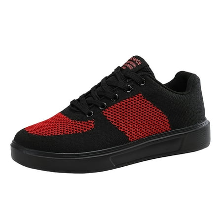 

PMUYBHF Female Men Sandals Size 10.5 Wide Leisure Couple Men Women Four Seasons Mesh Non Slip Flat Round Toe Breathable Lace up Lazy Leisure Shoes Red 40