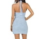 thumbnail image 4 of SAYOO Vestido Halter de Punto para Mujer, Adultos Sin Mangas Cuello en U de una Pieza SAYOO Sexy, 4 of 5