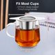 thumbnail image 2 of Infusor de té de malla micrométrica para té suelto, filtro de café con colador de té de malla extrafina con tapa de posavasos y asa de doble cara, acero inoxidable apto para uso alimentario, 2 of 4