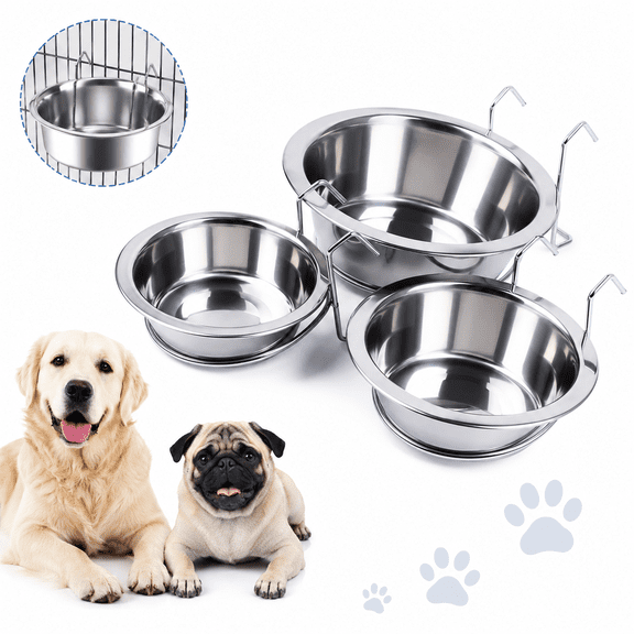 Hanging Pet Bowl,Stainless-Steel Dog Bowls, Kennel,and Crate Dog Bowls Hanging for Food and Water