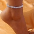 thumbnail image 2 of Tobillera de cadena de circonita cúbica brillante para mujer, pulsera de tobillo de Color plateado, sandalias descalzas, joyería para el pie, 2 of 3