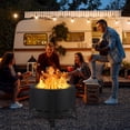 thumbnail image 4 of 26 Inch Smokeless Fire Pit Outdoor - Outside Wood Burning with 360° Airflow, Removable Ash Pan & Bamboo Lid Rainproof Cloth - Low Smoke Backyard Fire Pit for Patio, Camping, Bonfire (D), 4 of 9