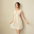 thumbnail image 2 of Levmjia Women Lace Nightgown Sheer V Neck Mini Sleep Dress Soft Loose Plus Size Indoor Sleeping Wear Solid Color Elegant Home Nightwear Relaxing Bedroom Daily Rest, 2 of 3