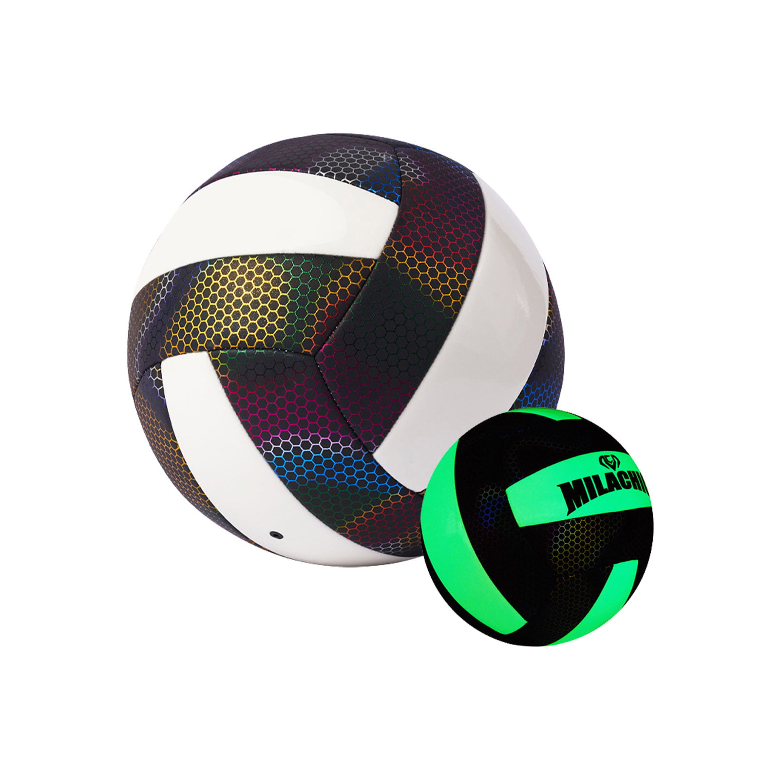 Holographic Glowing Reflective Volleyball Glow in The Dark Volleyball Light Up Outdoor Volleyball Glow Volleyball Perfect Toy for Night Game 