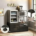 thumbnail image 6 of Herture Mini Fridge Stand with Wine Rack, Kitchen Bakers Rack with Power Outlet, Microwave Oven Stand, Coffee Bar, Movable Drawers, for Dorm,Office, Black HB04BXB, 6 of 7