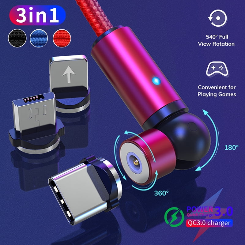 Rotating Head Charging Cable 3in1 TOPK Data Cable