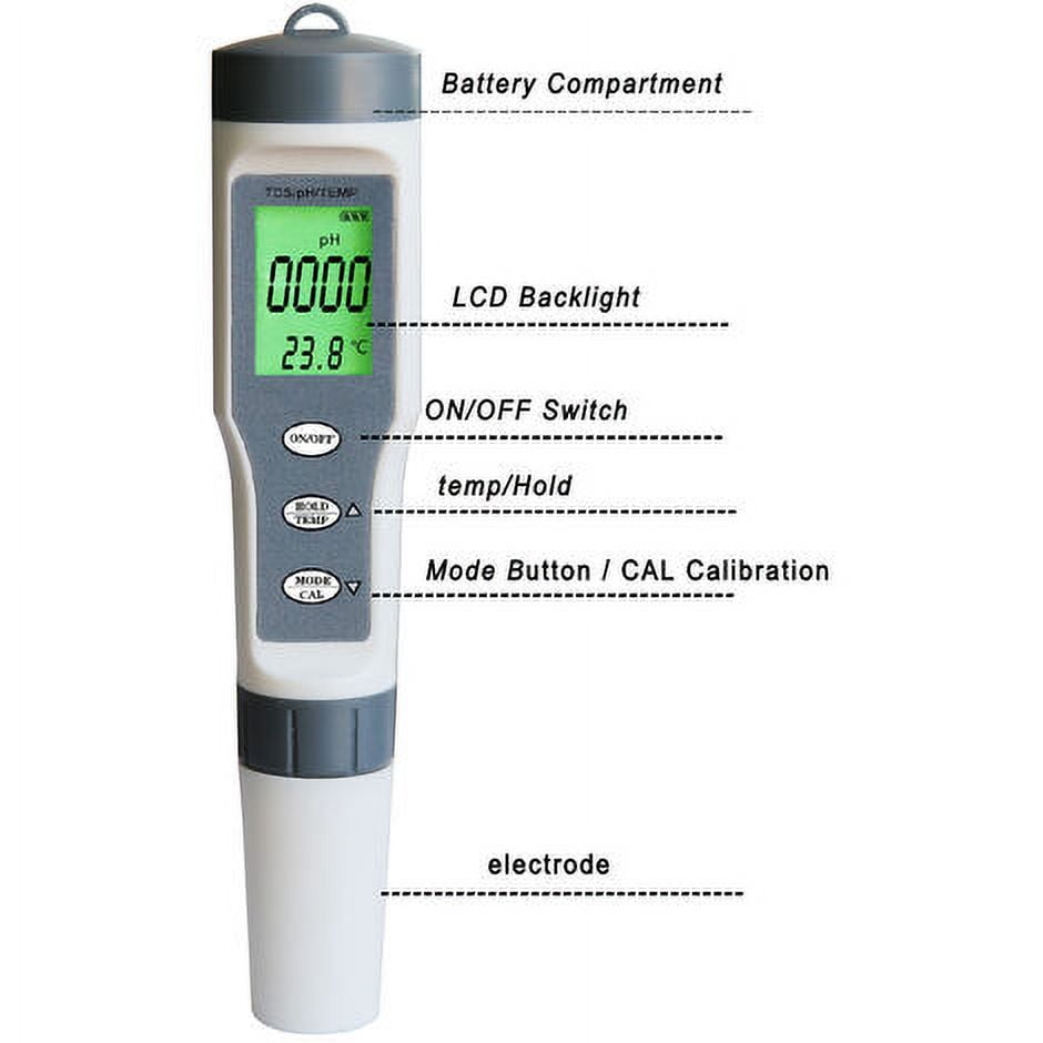 Ph Mètre Numérique avec Atc 3 en 1 Testeur de Qualité de l'Eau Ph/Temp Mètre Total des Solides Dissous Détecteur d'Eau pour Eau Potable Piscine Spa Laboratoire Aquarium Étang Outil de Test Ph Mètre Numérique avec Atc 3 en 1 Testeur de Qualité de l'Eau Ph/Temp Mètre Total des Solides Dissous Détecteur d'Eau pour Eau Potable Piscine Spa Laboratoire Aquarium Étang Outil de Test