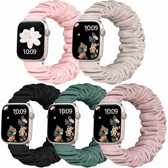 can Scrunchie Bands Compatible with Apple Watch Band 38mm 40mm 41mm 42mm 44mm 45mm 46mm 49mm Women, Cute Fabric Scrunchy Adjustable Elastic Strap for iWatch SE3/2/1 Ultra Series 11 10 9 8 7 6 5 4 3