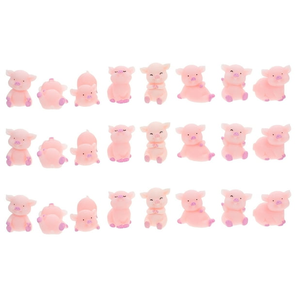 24 figuras de cerdo rosa en miniatura para decoración de tartas, ideal como adorno para tartas, manualidades y jardín