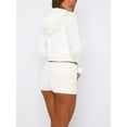 thumbnail image 4 of Cenuakty Women's 2 Piece Casual Outfits Long Sleeve Hooded Knitwear Solid Color Shorts Sets Streetwear, 4 of 5