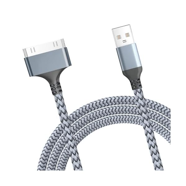 wonima44 30-Pin USB Charger Cable 3.3FT, Fast Charging & Sync Nylon-Braided Cord Compatible with iPhone 4/4S/3G/3GS, iPad 1/2/3, iPod Touch 4/3/2/1, Classic/Nano for Older Generation Devices 1 Pack