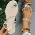 thumbnail image 4 of Xunlbb Sandals for Women Women's Summer Clip-toe Beach Rhinestone Soft Soled Flat Sandals Beach Sandals for Woman on Clearance, 4 of 4