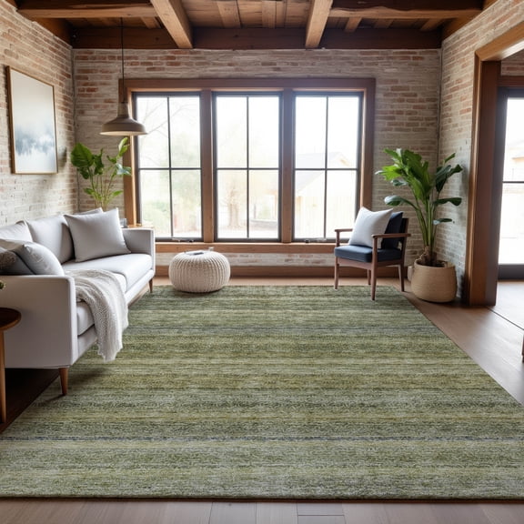 Addison Rugs Mayfield Premium Machine Washable Transitional Stripes Aloe Rectangle Rug, 5' x 7'6"