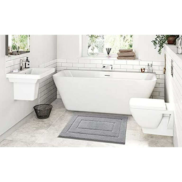 White Chevron Washable Non Slip Bath Mat Geometric Kitchen Bathroom Ensuite  Mat 50 X 80 Cm 