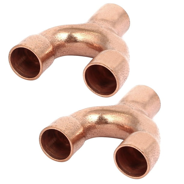 9.6mm Inner Dia Copper Pipe Tube Fitting Air Conditioner Y Branch 2pcs