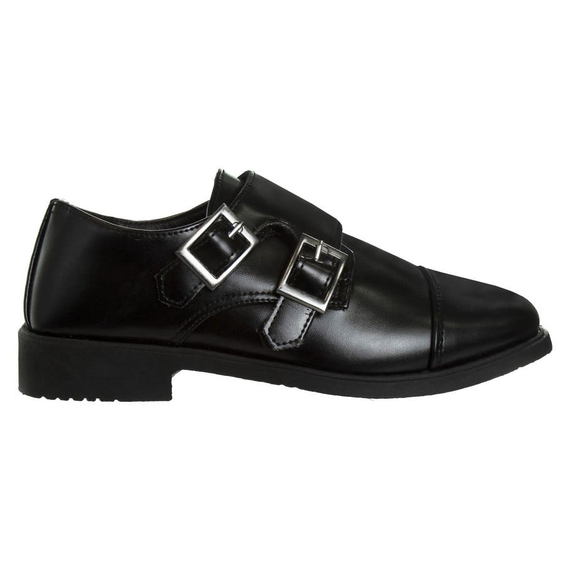 Josmo BoyS Dress Shoes  Hook and Loop Double Monk Strap Cap Toe Oxford Loafers (Little Kid Big Kid), Black, Size: 6